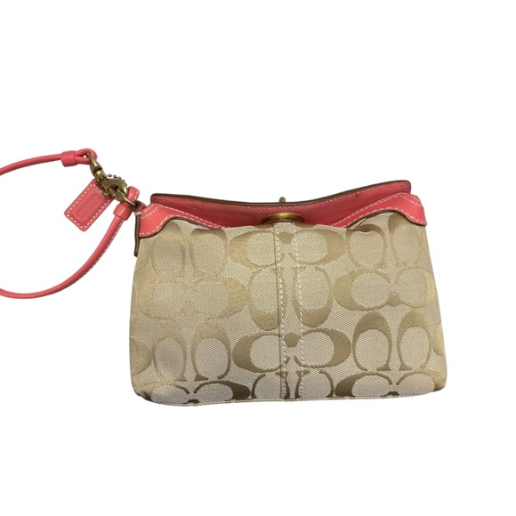 Coach vintage y2k cream beige pink Turlock wristlet clutch mini bag rare - Picture 3 of 11